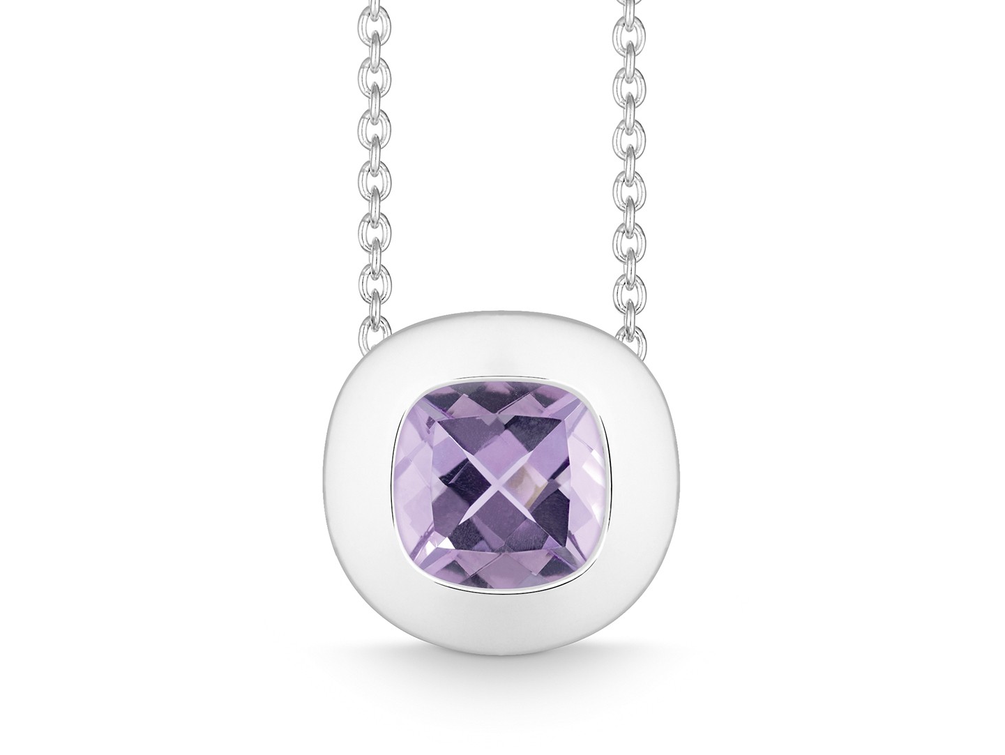 Quinn - Zilveren collier incl. Amethyst 8x8mm Hanger, Maat 42/45cm  - 27250933