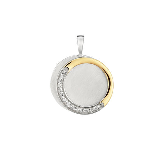 Zilver Gerhodineerd Hanger Gematteerd met Vergulde Baan en Zirkonia