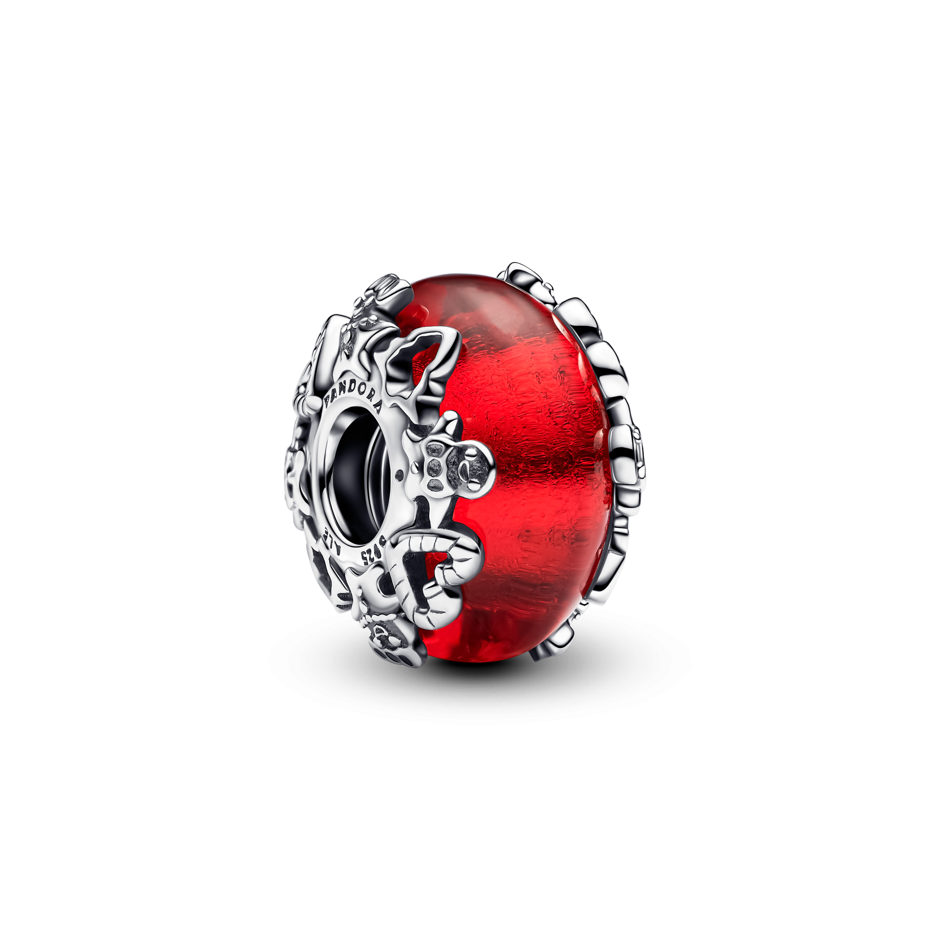 Christmas motives sterling 
silver charm with red Murano