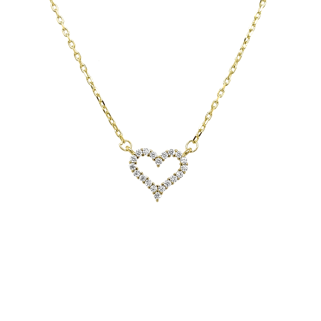 Geelgouden collier met Zirkonia Hartje gc0337