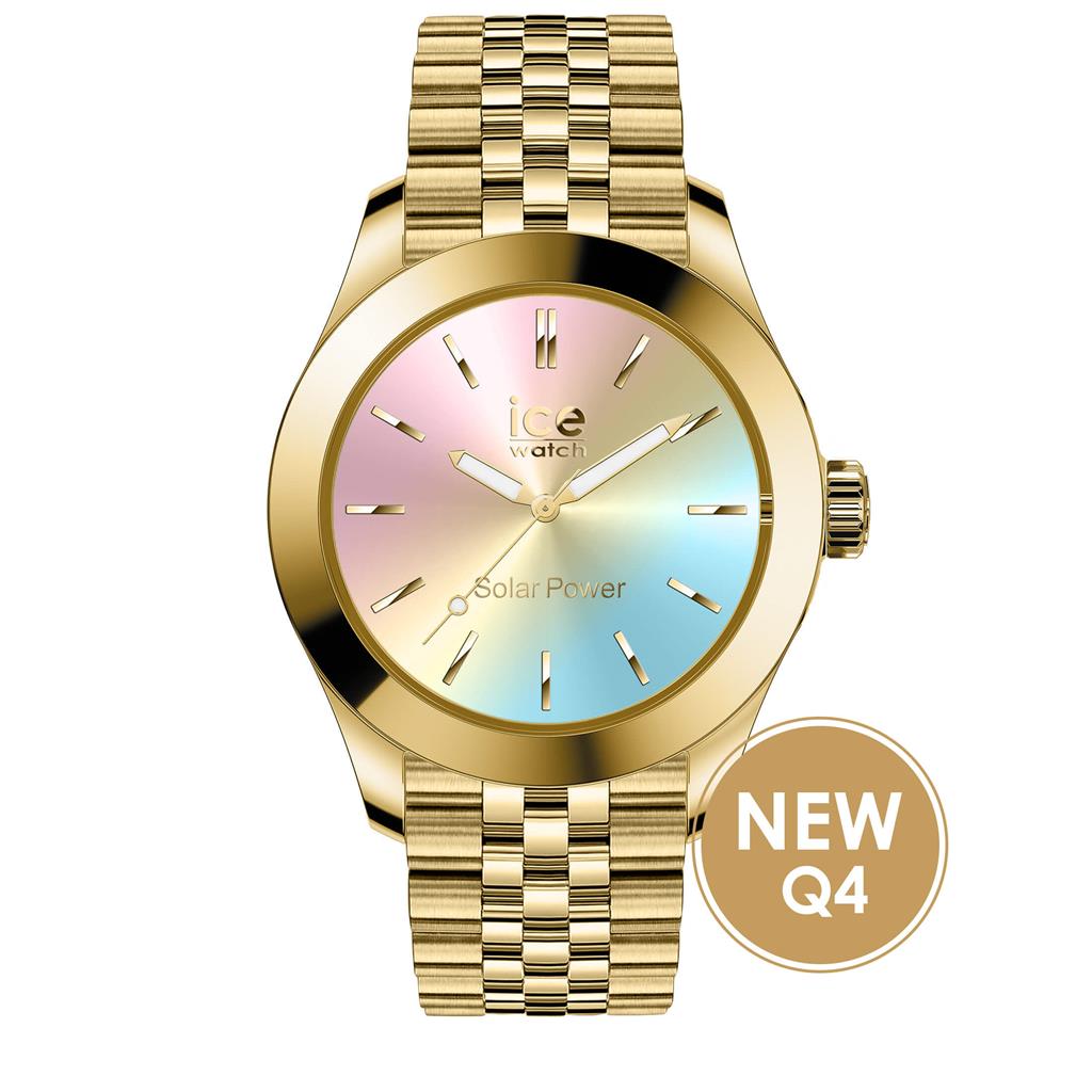 ice watch solar steel dames uurwerk goud rainbow wijzerplaat