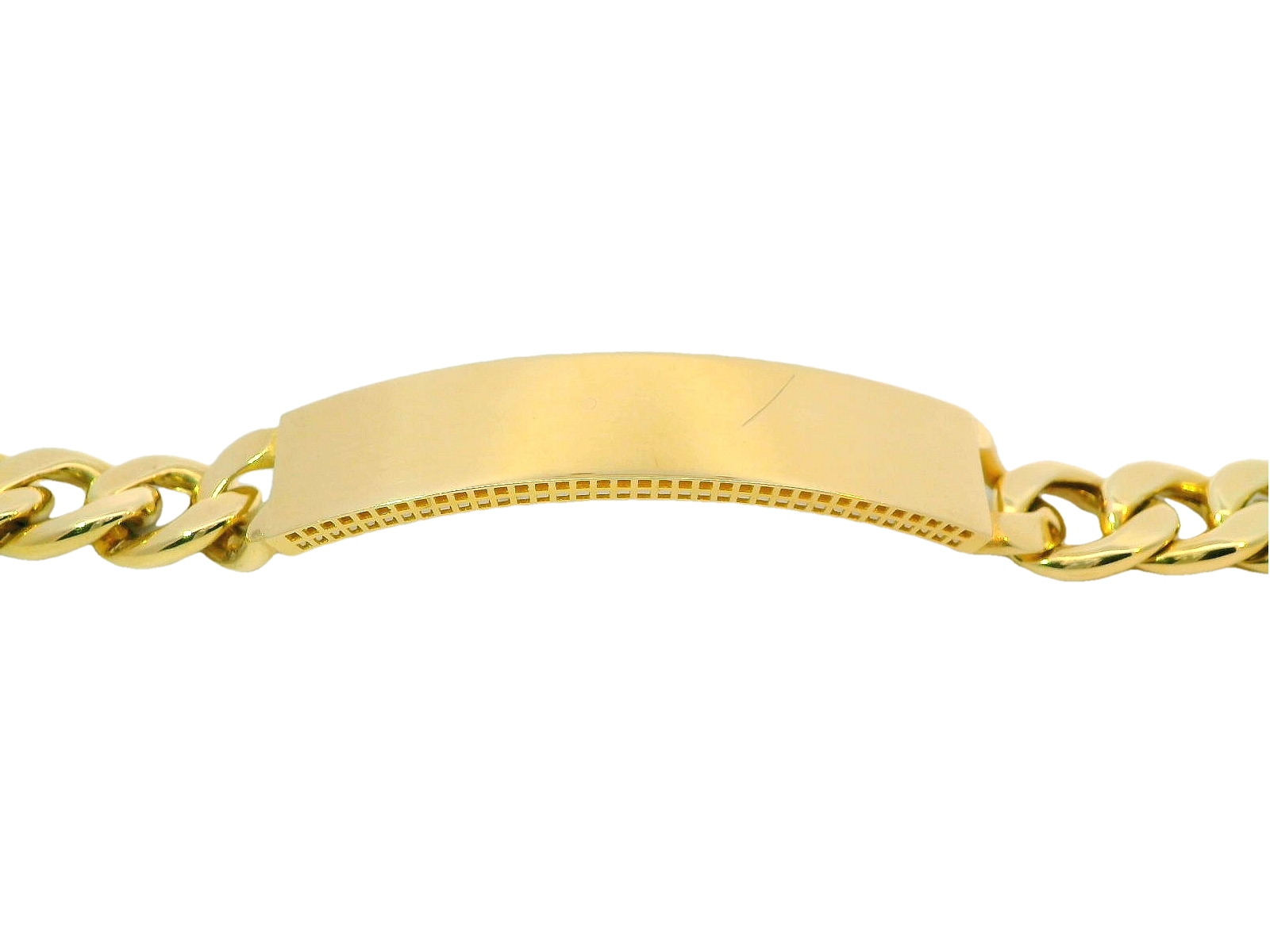 Deze armband van Louis Bros is vervaardigd uit 14k geelgoud (12.78 gr). 
Deze gourmet armband voor heren combineert stijl en persoonlijkheid. Gemaakt van 14-karaats goud, straalt de armband luxe en duurzaamheid uit. Het robuuste gourmet design met stevige, verweven schakels zorgt voor een stoere en tijdloze uitstraling. Het centrale graveerplaatje biedt de mogelijkheid om de armband een persoonlijke touch te geven, bijvoorbeeld met een naam of initialen. Een perfecte accessoire voor de man die zijn stijl wil verfijnen met een elegant en gepersonaliseerd sieraad.