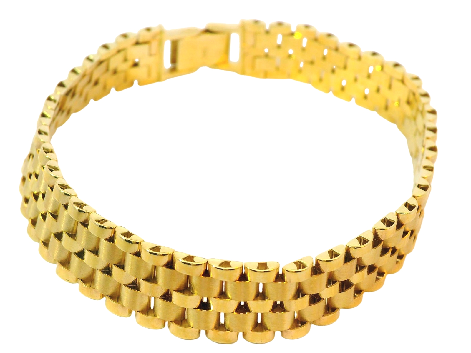 Deze armband van Louis Bros is vervaardigd uit 14 karaat geelgoud (23.69 gr.).
Deze stijlvolle unisex armband is vervaardigd uit geelgoud en heeft een subtiele afwisseling tussen glanzende en matte schakels. Het ontwerp straalt zowel elegantie als tijdloze klasse uit, waardoor het perfect geschikt is voor zowel mannen als vrouwen. De schakelstructuur biedt een mooie balans tussen verfijning en stoerheid, terwijl de combinatie van de glanzende en matte afwerking zorgt voor een subtiele maar opvallende uitstraling. Een veelzijdig sieraad dat elke outfit compleet maakt.