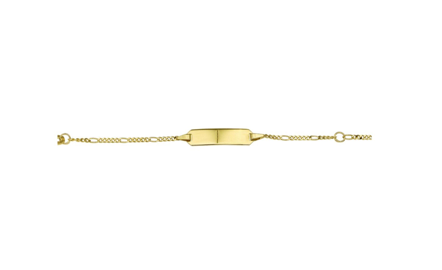 9K graveerarmband met een poli afwerking. De graveerplaat heeft een dikte van 0.5mm.
