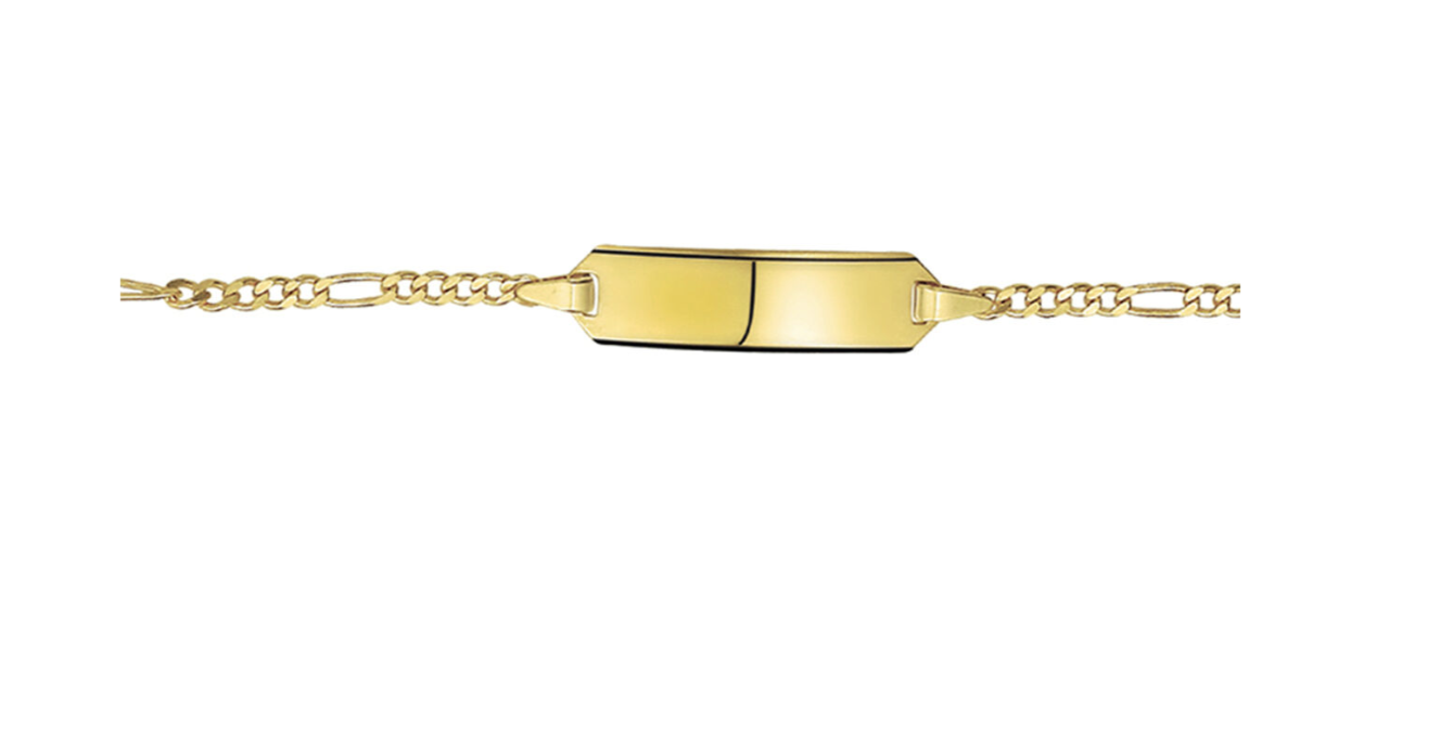 9K graveerarmband met een poli afwerking. De graveerplaat heeft een dikte van 0.5mm.