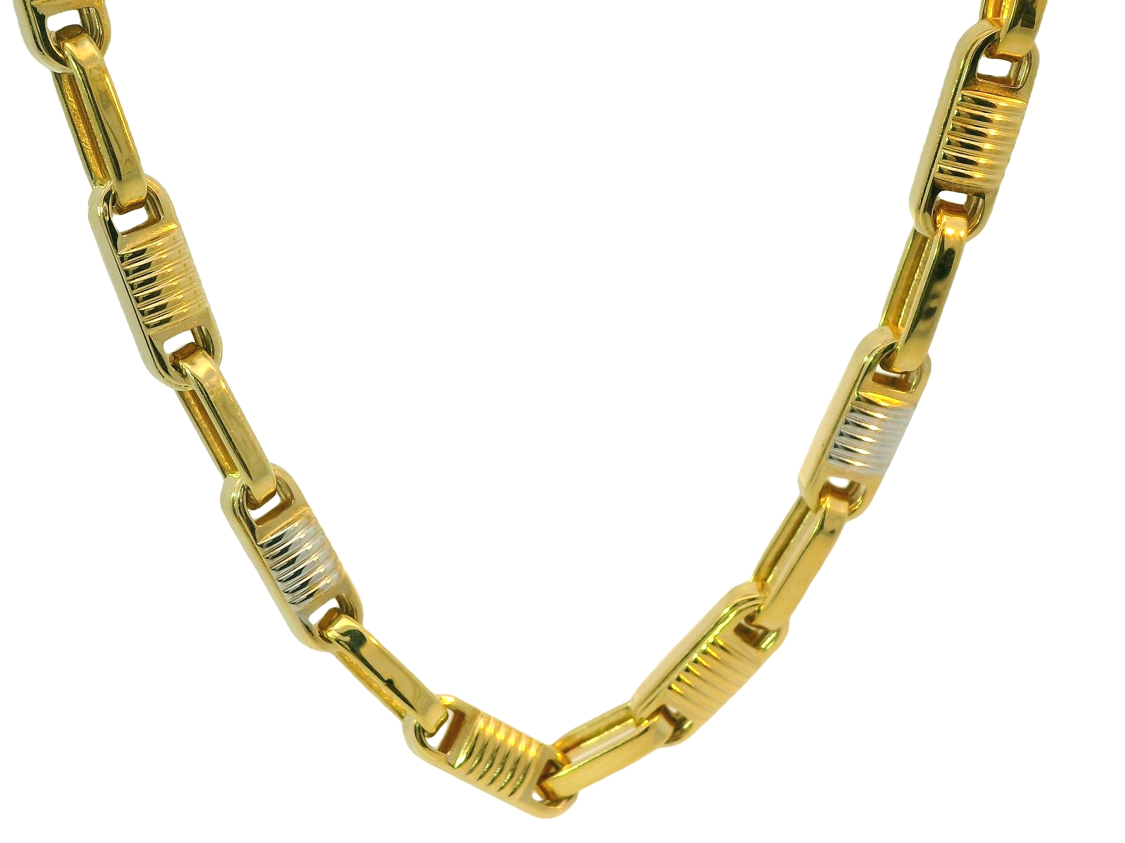 Dit collier van Louis Bros is vervaardigd uit 14 karaat geelgoud (25. gr).
Deze collier voor heren is een elegant en tijdloos sieraad dat twee kleuren goud combineert, vaak wit- en geelgoud. Deze samensmelting van tinten zorgt voor een verfijnde en moderne uitstraling, terwijl het collier toch klassiek en stijlvol blijft. Het is perfect voor mannen die houden van een subtiele, maar luxueuze accessoire die zowel bij formele als informele gelegenheden gedragen kan worden. Dit type collier biedt een veelzijdige aanvulling op elke outfit en is vaak voorzien van een stevige sluiting, wat zowel comfort als duurzaamheid garandeert.