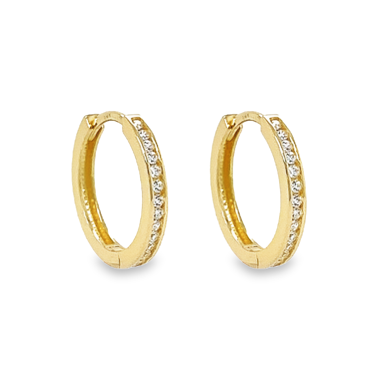 Geelgouden rij oorring met Zirkonia 14,5 x 1,9mm
