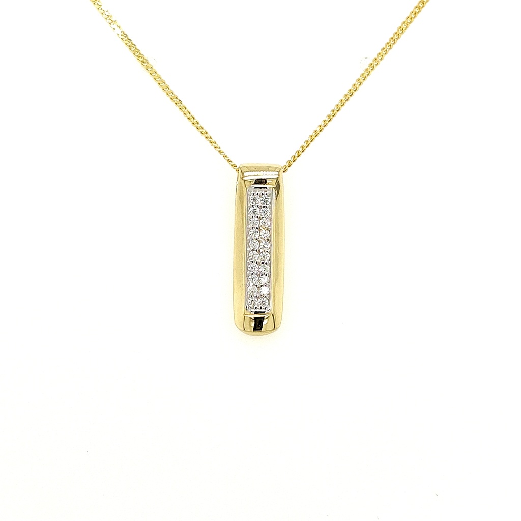 Geelgouden hanger met dubbele rij Zirkonia stenen
