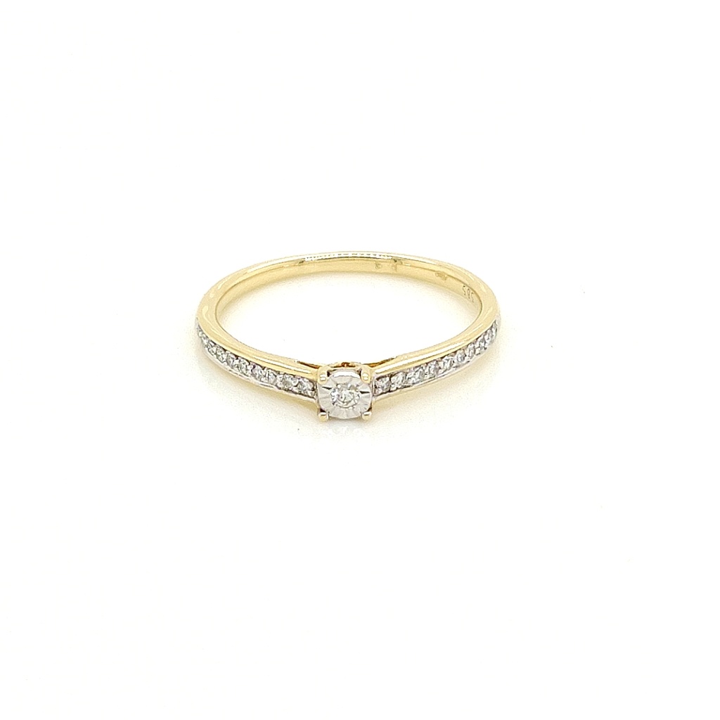 Geelgouden ring met illusie Diamant 0,13 karaat gre1338-54