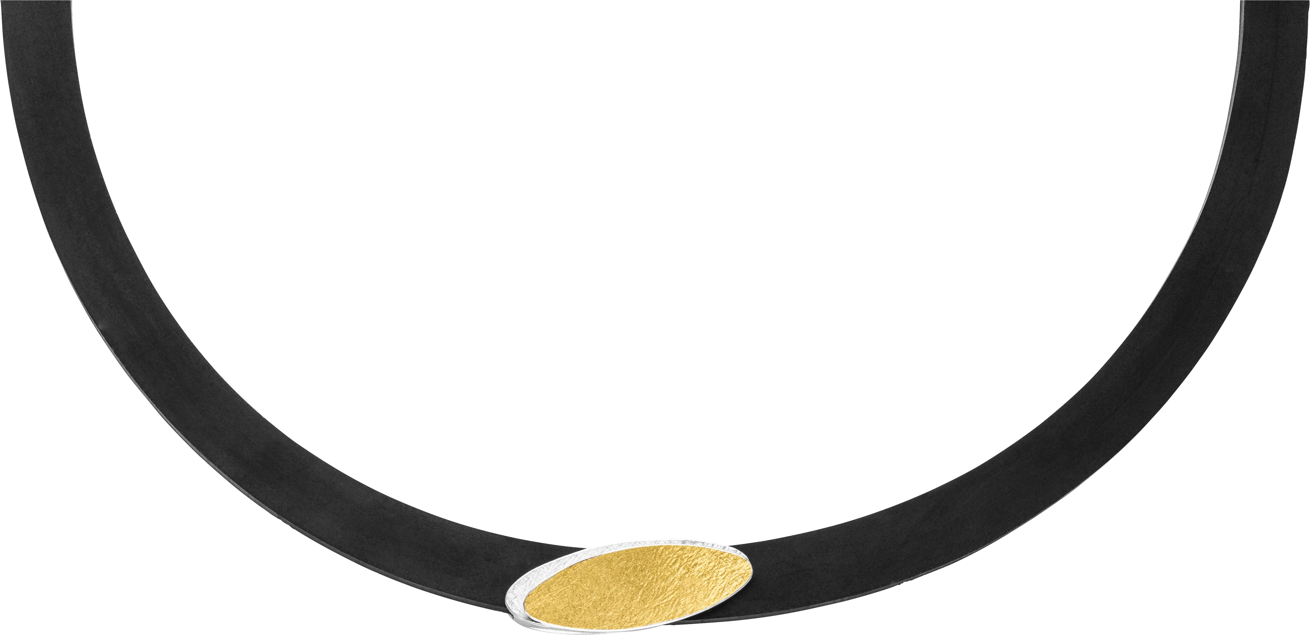 Manu Schmuck rubberen collier met zilveren hanger afgewerkt met 22kt. goud