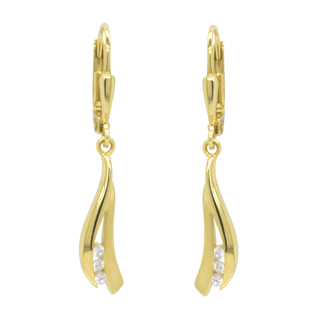 Geelgouden oorhangers fantasie met zirkonia stenen goh0794