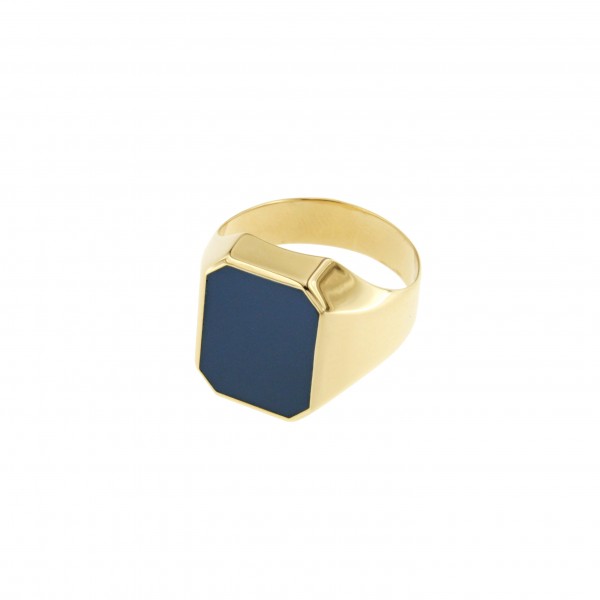 Zegelring met blauwe lagersteen.