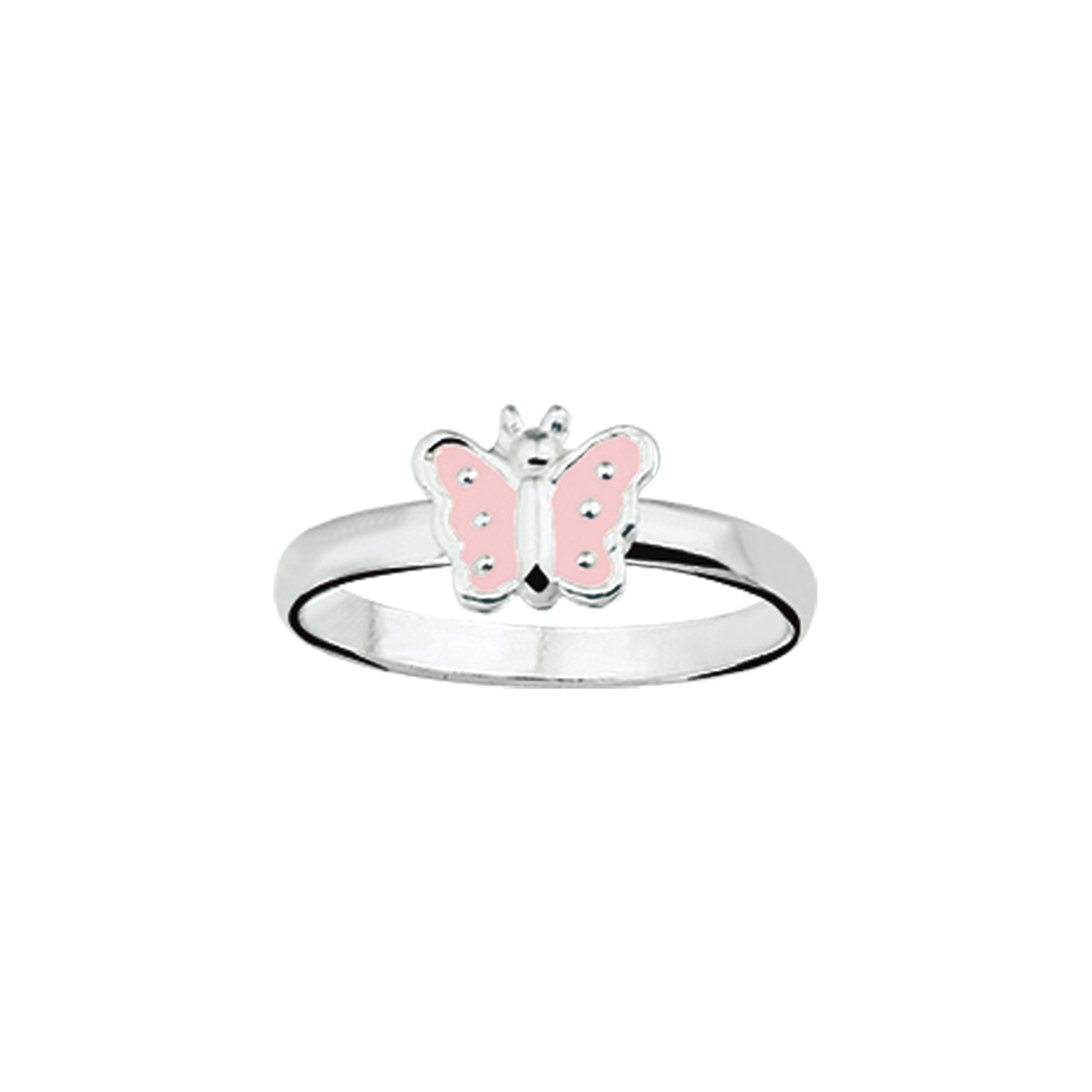 Zilveren Ring met Roze Vlinder