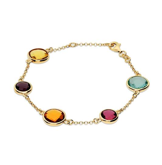 Zilver Vergulde Armband met Edelstenen Topaas, Amethist en Citrien