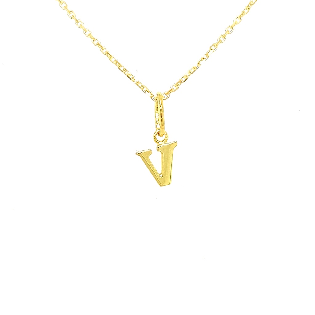 Gouden hanger letter V gh0494-v