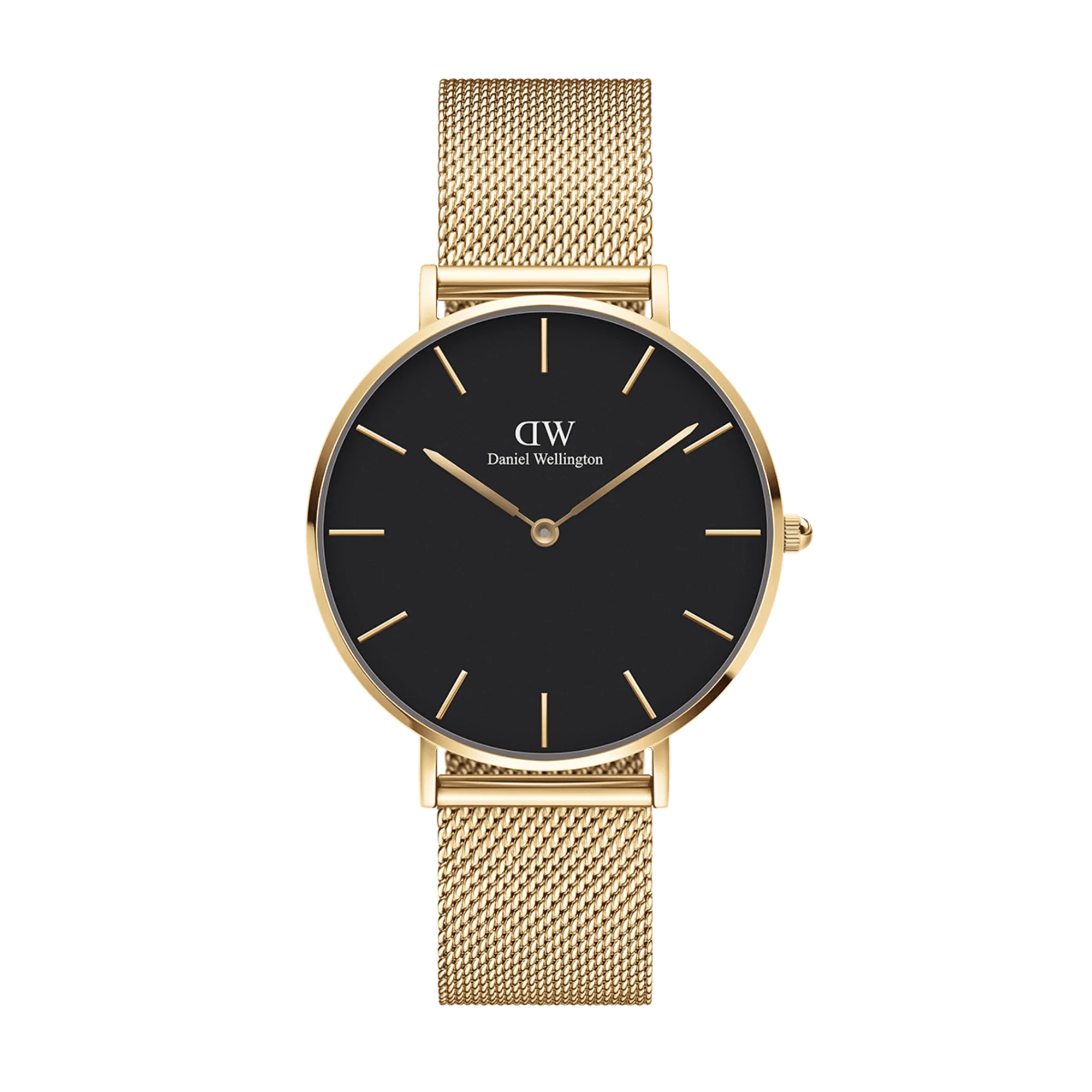 De Petite Evergold 32 is onze nieuwste toevoeging aan de Petite Collectie. Met een zwarte wijzerplaat en onze klassieke mesh-band in een lichte goudtint. Til je look naar een hoger niveau met een chique vleugje goud en voeg een vleugje scherpte toe met de zwarte wijzerplaat.