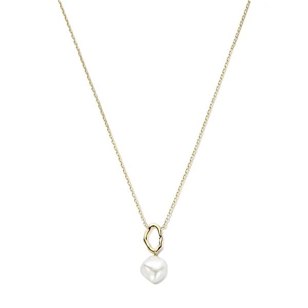 Gouden collier met zoetwaterparel hanger