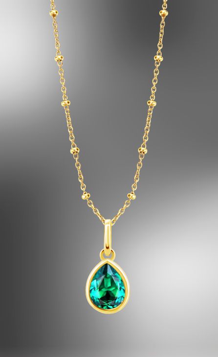 Lotus zilver plaqué druppel hanger groen zirconium