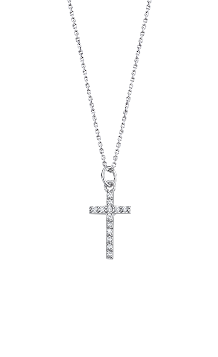 Zilveren lotus ketting met kruisje zirc