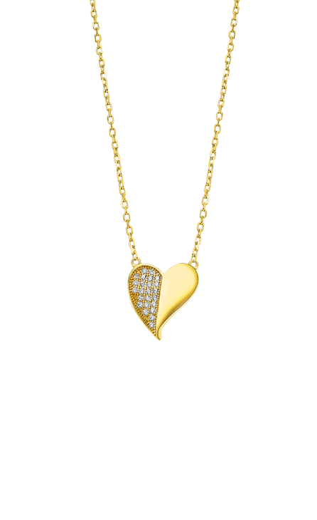 Lotus zilver plaqu&eacute; hartje zirconium