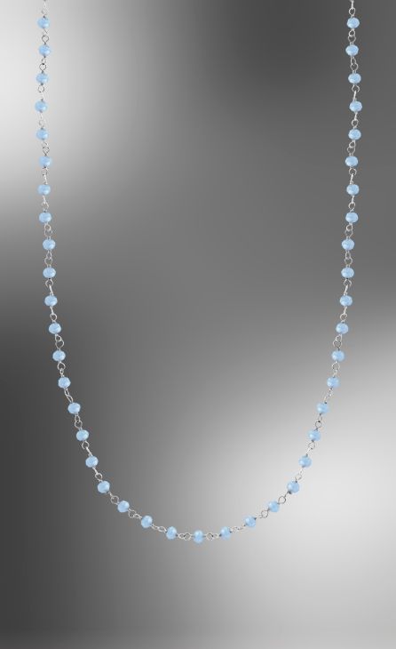 lotus zilver ketting met blauwe bolletjes