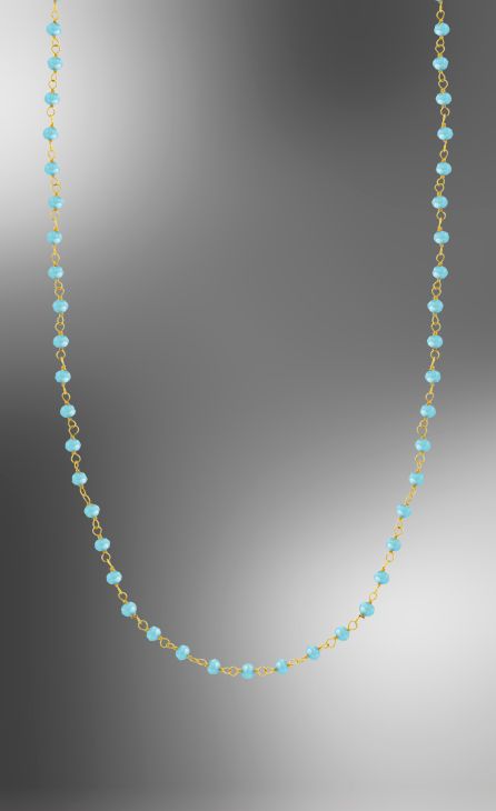 lotus ketting zilver plaqué met blauwe bolletjes
