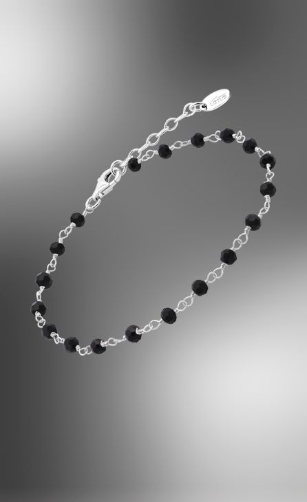 lotus zilver armband met zwarte bolletjes
