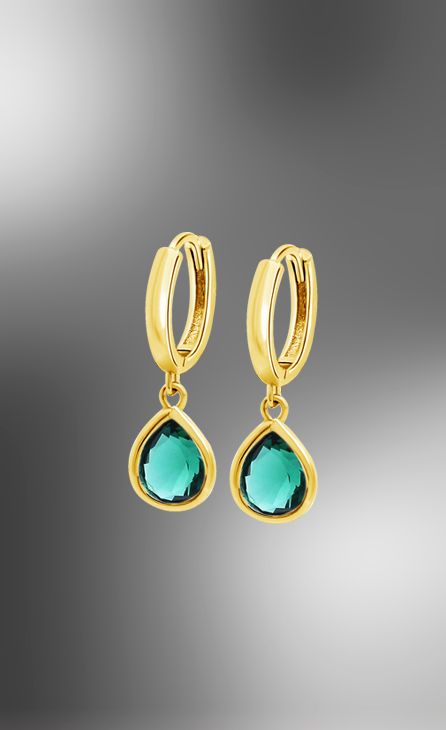 Lotus oorbellen zilver plaqué groen