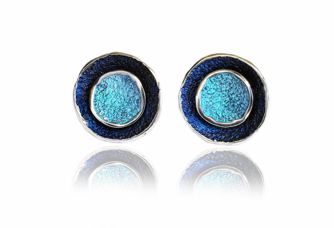 Arior Barcelona - Zilveren oorstekers, Big Formentera-blue Runa, Maat: 22x22mm - 1143529XPP