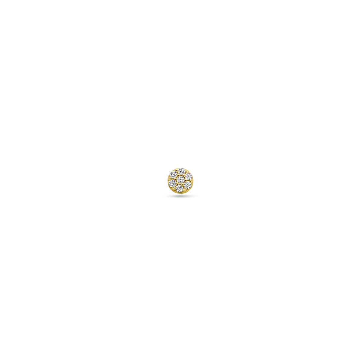 14k Geelgouden flat back piercing met schroefdraad uitgevoerd met zirkonia. Deze piercing heeft&nbsp;een diameter van 3.5mm, een buis lengte van 8mm en een buisdikte van 1.0mm.&nbsp;Let op, per stuk leverbaar.