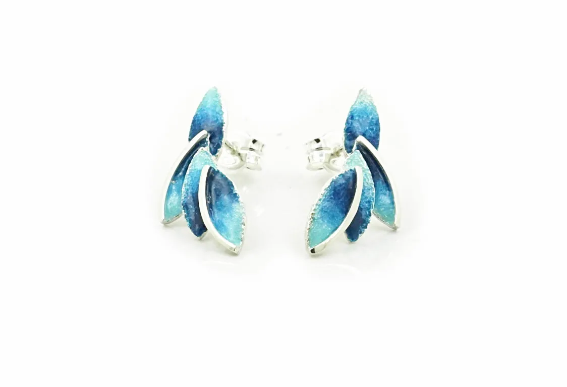 Arior Barcelona - Zilveren oorstekers, Eire Blue Small, Maat: 27x11mm - 1144653EPP