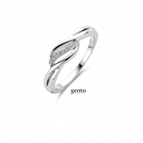 Zilveren gento jewels ring gerod met ziconium