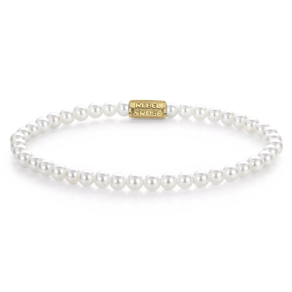 Armband gemaakt van 4mm parels (shell pearls). Shell pearls bestaan uit het parelmoer van de binnenkant van de oester. De sluiting is gemaakt van verguld edelstaal.

Modelnaam	Pearl Gem  - 4mm
Modelnr.	RR-40149-G-XS
Collectie	Bracelets Beads
Type sieraad	Armband
Kleur	Wit
Sluiting	Stainless Steel
Materiaal	Edelstenen
Steensoort	Parels
Steenkleur	Witte parels
Afwerking	Polish
Breedte (mm)	4mm
Garantie	6 maanden