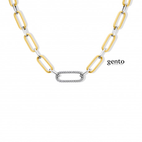 ketting gento zilver bicolor zirc