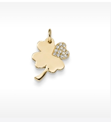GEEL GOUDEN HANGER KLAVER MET DIAMANT s611.00118.1