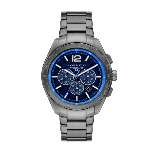 De Michael Kors Accelerator Horloge MK9178 is een stijlvol horloge met een zilveren roestvrijstalen band en een blauwe wijzerplaat. Het horloge heeft een chronograaf functie en is waterdicht tot 100 meter. Draag dit horloge voor een chique uitstraling bij elke gelegenheid. Combineer het met een casual of formele outfit voor een onberispelijke look. Laat jouw stijl spreken met dit prachtige Michael Kors horloge!