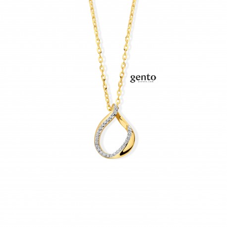 Hanger met ketting bicolor zilver plaqué zirc 45cm