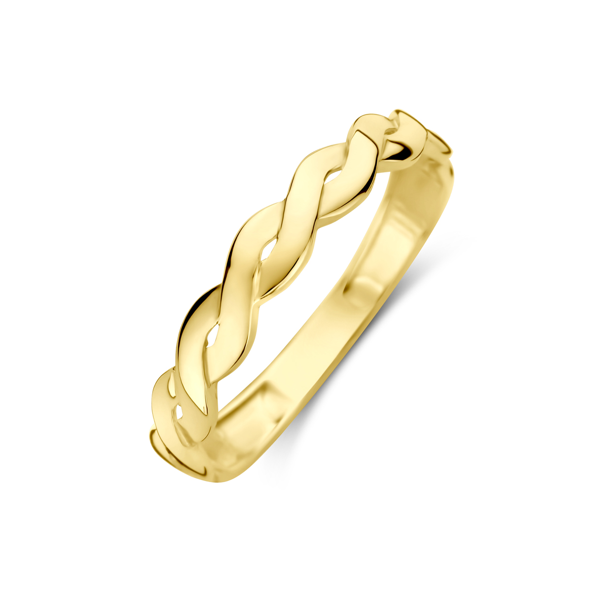 14k Geelgouden ring met een breedte van 3.5mm.