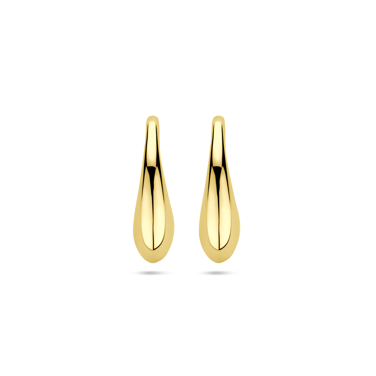 14k Geelgouden oorbellen uitgevoerd met een druppel met een afmeting van 16.5x5mm.
