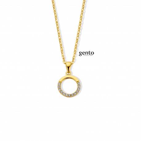 Gento jewels zilveren ketting met hanger in plaqué met zirconium