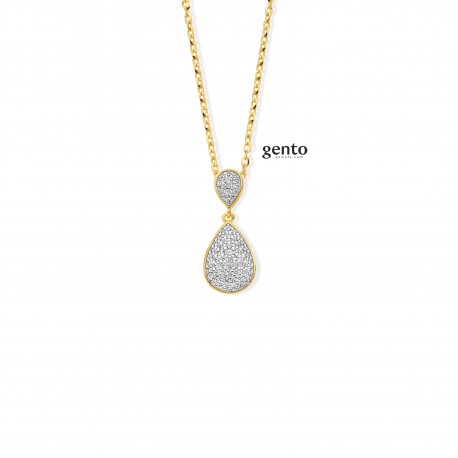 Hanger met plaqué ketting zilver bicolor met zirconium