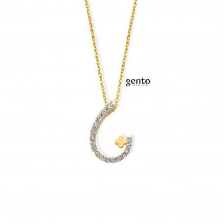 Hanger met ketting plaqué d'or met zirconium