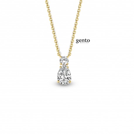 Plaqué ketting en hanger met ziconium gento jewels