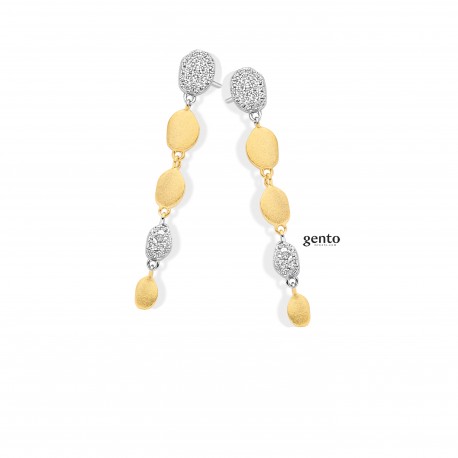 Oorbelslinger bicolor zilver veguld zirconium