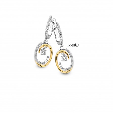 Oorbellen slingers bicolor zilver met zirconium