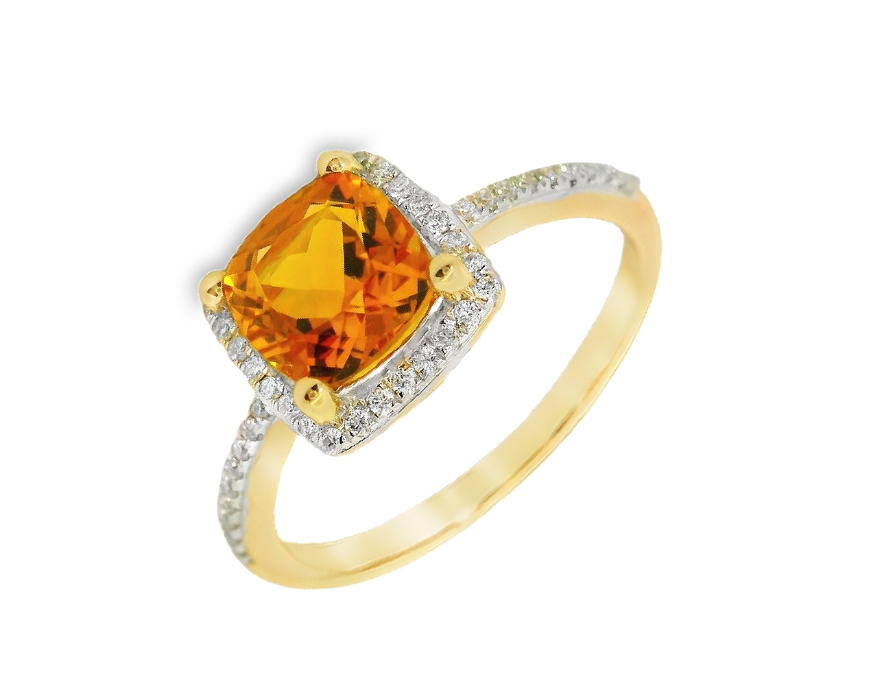Deze ring van Louis Bros is vervaardigd uit 14 karaat geelgoud (2.96 gr.) en is gezet met 44 briljant geslepen diamanten met een totaalgewicht van 0.10ct en 1 citrien 2.50 ct. 
Deze prachtige ring heeft een heldere, zonnige citrien als middelpunt, omringd door een fonkelende halo van diamanten die zijn glans versterken. De band zelf is ook rijkelijk bezet met diamanten, wat een luxueus en schitterend effect creëert vanuit elke hoek. De combinatie van het warme geelgoud, de levendige citrien en de sprankelende diamanten maakt deze ring tot een adembenemend sieraad dat elke outfit een verfijnde en stralende uitstraling geeft.
De ring is verkrijgbaar in meerdere afmetingen.