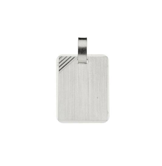 Zilver Gerhodineerde Graveerhanger Rechthoek