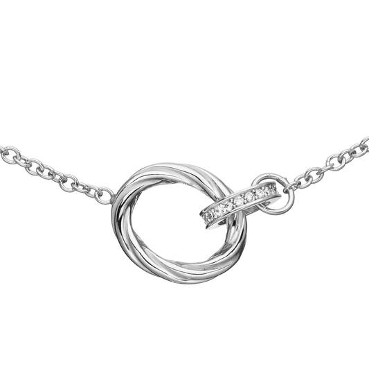 Tors glad collier CZ RD 45cm zilver.