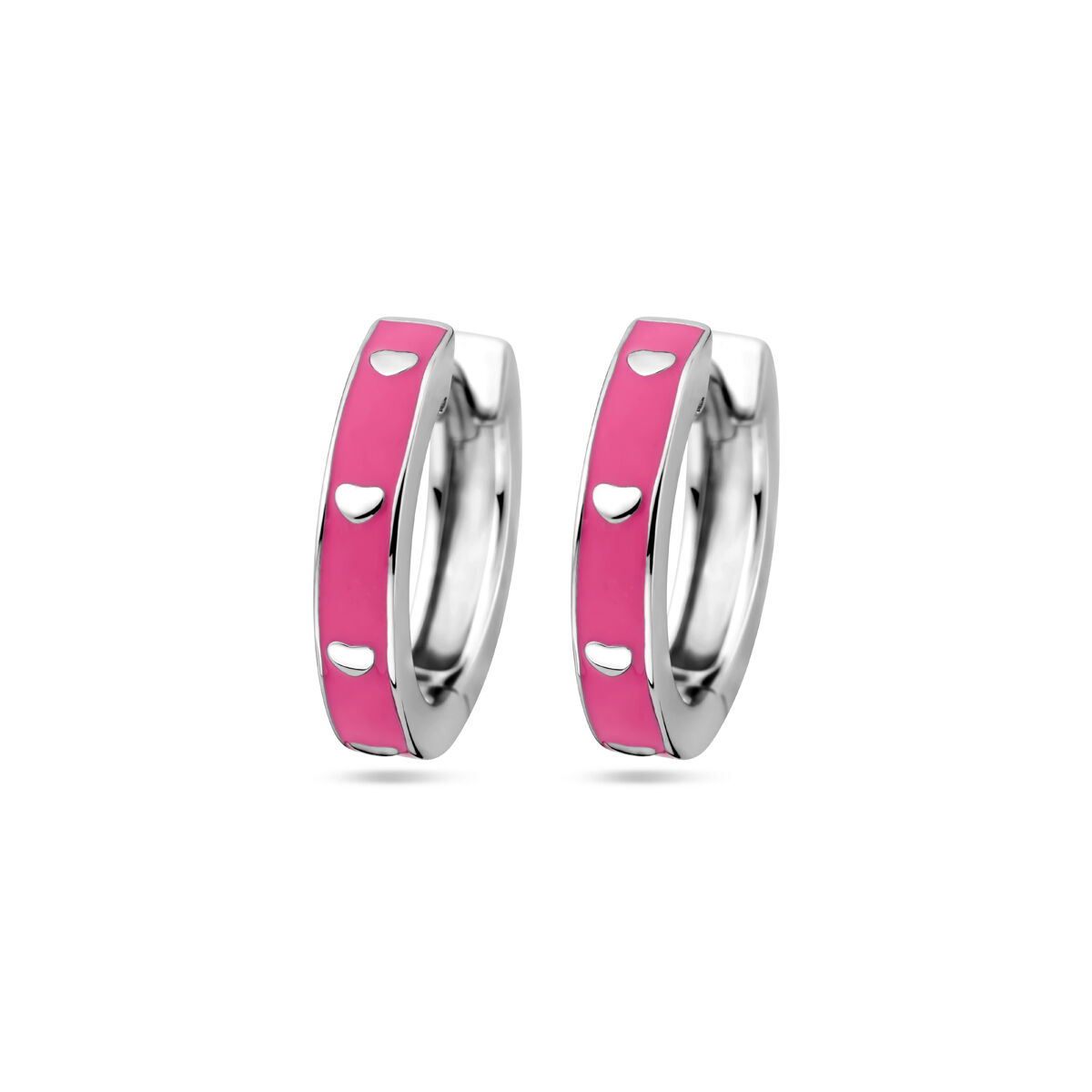 Roze Klap Oorringen Met Hartjes 13016