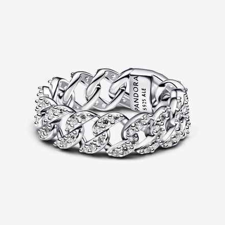 Pandora Ring met pavé en Cubaanse schakel